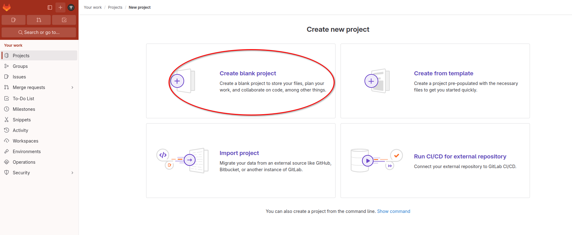 New project in gitlab